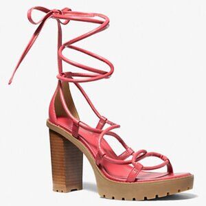 Michael Michael Kors Size 7 Vero Leather Platform Sandal in Dahlia